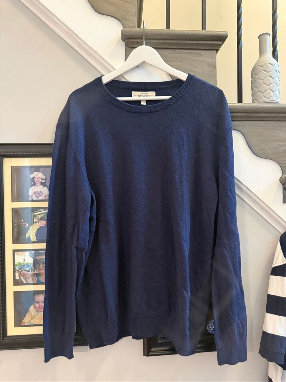 Hawker & Rye Navy Cotton Cashmere Crew Neck Sweater sz L EUC